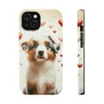 thumbnail image 1 of DistinctInk Tough Case for Apple iPhone 13 MINI (5.4" Screen), Compatible with MagSafe Charging - Valentine's Day Australian Shepherd Puppy, 1 of 6