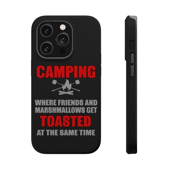 DistinctInk MagSafe Tough Case for Apple iPhone 13 Pro (6.1" Screen) - Friends & Marshmallows Get Toasted - Shockproof Protection