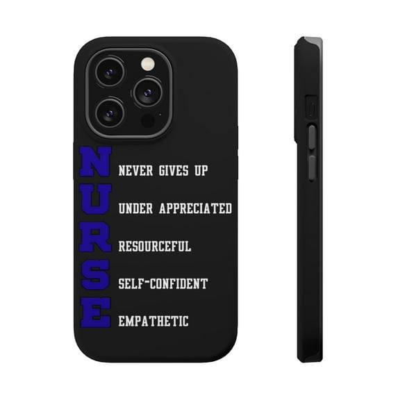 DistinctInk Tough Case for Apple iPhone 13 PRO (6.1" Screen), Compatible with MagSafe Charging - Nurse Never Gives Up