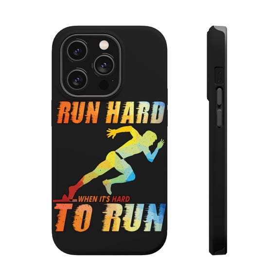 DistinctInk Tough Case for Apple iPhone 13 PRO (6.1" Screen), Compatible with MagSafe Charging - Run Hard Hard To Run