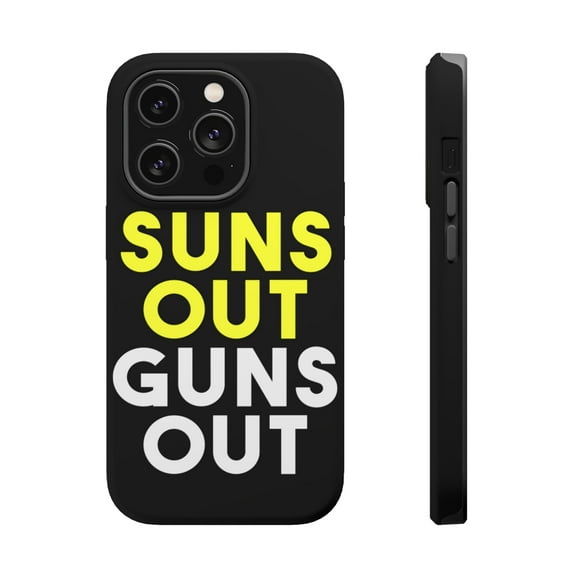 DistinctInk Tough Case for Apple iPhone 13 PRO (6.1" Screen), Compatible with MagSafe Charging - Suns Out, Guns Out
