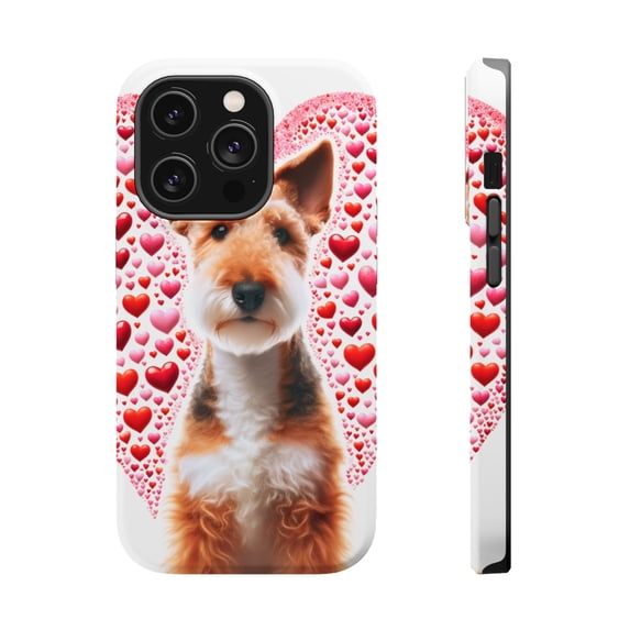DistinctInk Tough Case for Apple iPhone 13 PRO (6.1" Screen), Compatible with MagSafe Charging - Valentine's Day Welsh Terrier