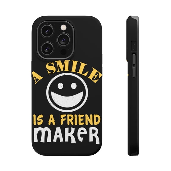 DistinctInk MagSafe Tough Case for Apple iPhone 13 Pro Max (6.7" Screen) - A Smile Is A Friend Maker - Slim Profile Design