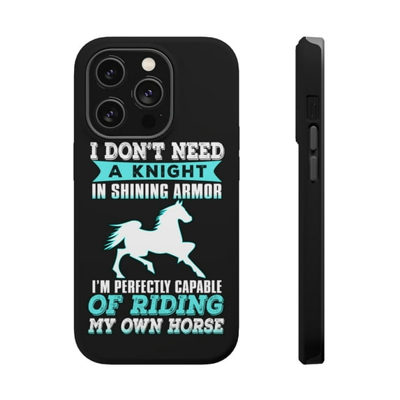 DistinctInk Tough Case for Apple iPhone 13 Pro MAX (6.7" Screen), Compatible with MagSafe Charging - Don't Need Night - Perfectly Capable Horse