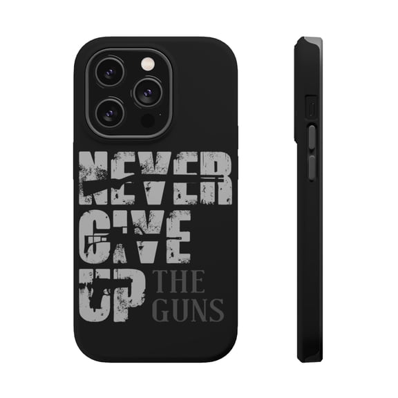 DistinctInk Tough Case for Apple iPhone 13 Pro MAX (6.7" Screen), Compatible with MagSafe Charging - Never Give Up The Guns