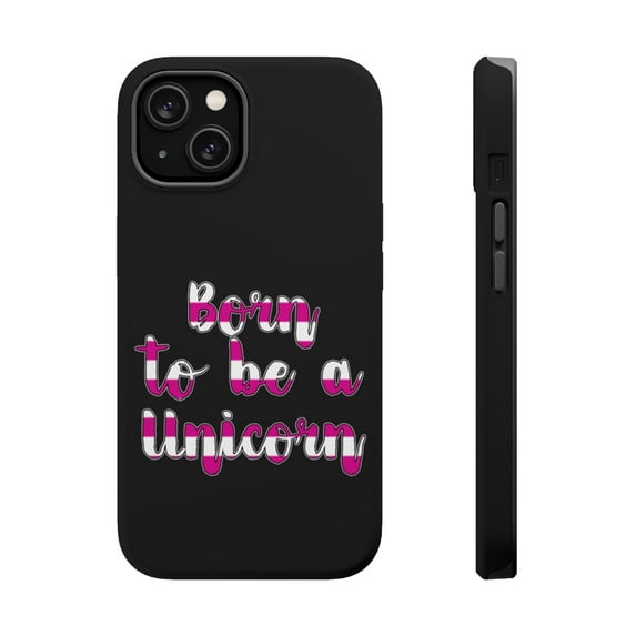 DistinctInk MagSafe Tough Case for Apple iPhone 14 (6.1" Screen) - Born to be a Unicorn - Slim Profile Design