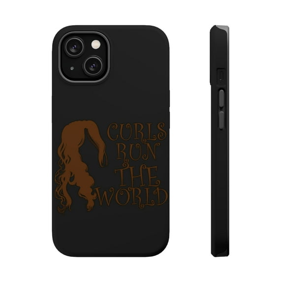 DistinctInk Tough Case for Apple iPhone 14 (6.1" Screen), Compatible with MagSafe Charging - Curls Run the World