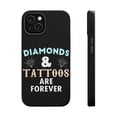 thumbnail image 1 of DistinctInk Tough Case for Apple iPhone 14 (6.1" Screen), Compatible with MagSafe Charging - Diamonds and Tattoos Are Forever, 1 of 6