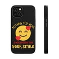 thumbnail image 1 of DistinctInk Tough Case for Apple iPhone 14 (6.1" Screen), Compatible with MagSafe Charging - Nothing Wear More Important Than Smile, 1 of 6