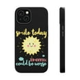 thumbnail image 1 of DistinctInk MagSafe Tough Case for Apple iPhone 14 (6.1" Screen) - Smile Today Tomorrow Could Be Worse - Wireless Charging Compatible, 1 of 6