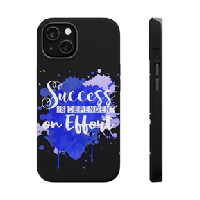 DistinctInk Tough Case for Apple iPhone 14 (6.1" Screen), Compatible with MagSafe Charging - Success Dependent On Effort