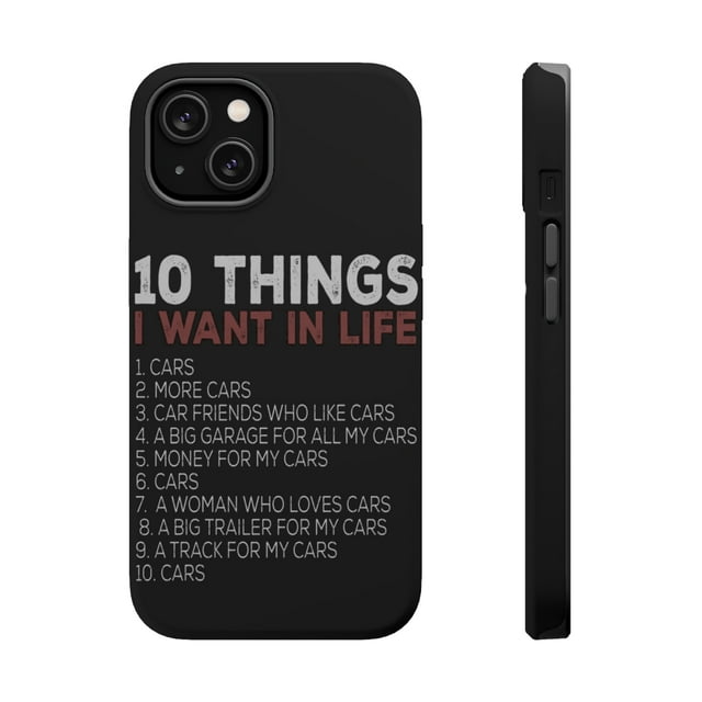 DistinctInk Tough Case for Apple iPhone 14 (6.1" Screen), Compatible with MagSafe Charging - Things I Want In Life - Cars, Money, Woman