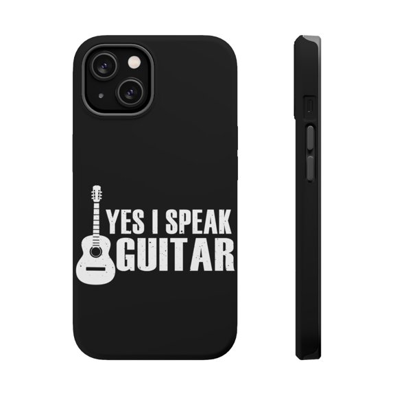 DistinctInk MagSafe Tough Case for Apple iPhone 14 (6.1" Screen) - Yes I Speak Guitar - Lightweight Grip