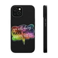 thumbnail image 1 of DistinctInk MagSafe Tough Case for Apple iPhone 14 Plus (6.7" Screen) - Always Have More Need Less - Wireless Charging Compatible, 1 of 6