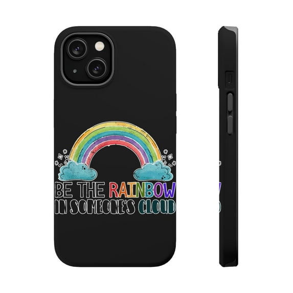 DistinctInk Tough Case for Apple iPhone 14 PLUS (6.7" Screen), Compatible with MagSafe Charging - Be Rainbow In Someone's Cloud