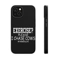 thumbnail image 1 of DistinctInk MagSafe Tough Case for Apple iPhone 14 Plus (6.7" Screen) - Exercise? Please I Chase Cows - Shockproof Protection, 1 of 6