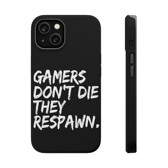 DistinctInk Tough Case for Apple iPhone 14 PLUS (6.7" Screen), Compatible with MagSafe Charging - Gamers Don't Die They Respawn.