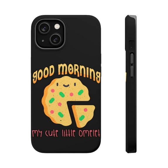 DistinctInk MagSafe Tough Case for Apple iPhone 14 Plus (6.7" Screen) - Good Morning My Cute Little Omelet - Lightweight Grip
