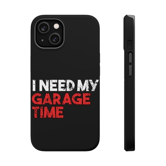 DistinctInk Tough Case for Apple iPhone 14 PLUS (6.7" Screen), Compatible with MagSafe Charging - I Need My Garage Time