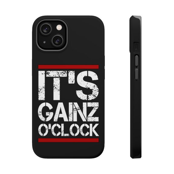 DistinctInk MagSafe Tough Case for Apple iPhone 14 Plus (6.7" Screen) - It's Gainz O'Clock Working Out - Lightweight Grip