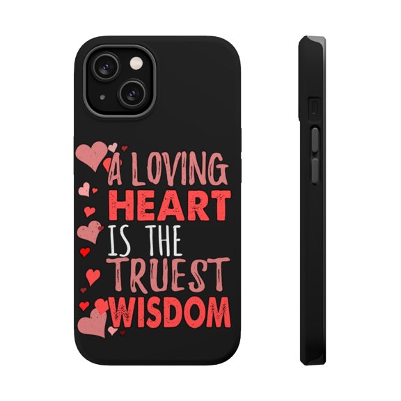 DistinctInk Tough Case for Apple iPhone 14 PLUS (6.7" Screen), Compatible with MagSafe Charging - Loving Heart Truest Wisdom