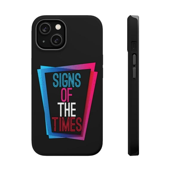 DistinctInk MagSafe Tough Case for Apple iPhone 14 Plus (6.7" Screen) - Signs Of The Times - Wireless Charging Compatible