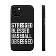 thumbnail image 1 of DistinctInk MagSafe Tough Case for Apple iPhone 14 Plus (6.7" Screen) - Stressed Blessed Baseball Obsessed - Slim Profile Design, 1 of 6