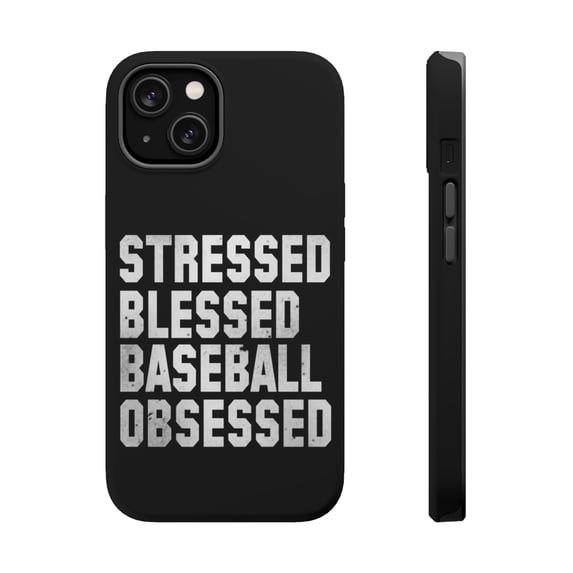 DistinctInk MagSafe Tough Case for Apple iPhone 14 Plus (6.7" Screen) - Stressed Blessed Baseball Obsessed - Slim Profile Design