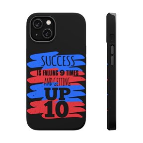 DistinctInk Tough Case for Apple iPhone 14 PLUS (6.7" Screen), Compatible with MagSafe Charging - Success Falling 9 Times Getting Up 10