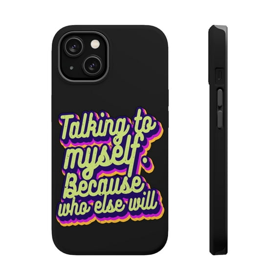 DistinctInk MagSafe Tough Case for Apple iPhone 14 Plus (6.7" Screen) - Talking To Myself - Tempered Glass Back