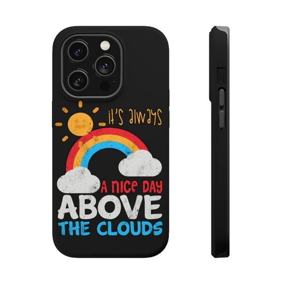 DistinctInk MagSafe Tough Case for Apple iPhone 14 Pro (6.1" Screen) - Always Nice Day Above Clouds - Raised Bezel Screen Guard