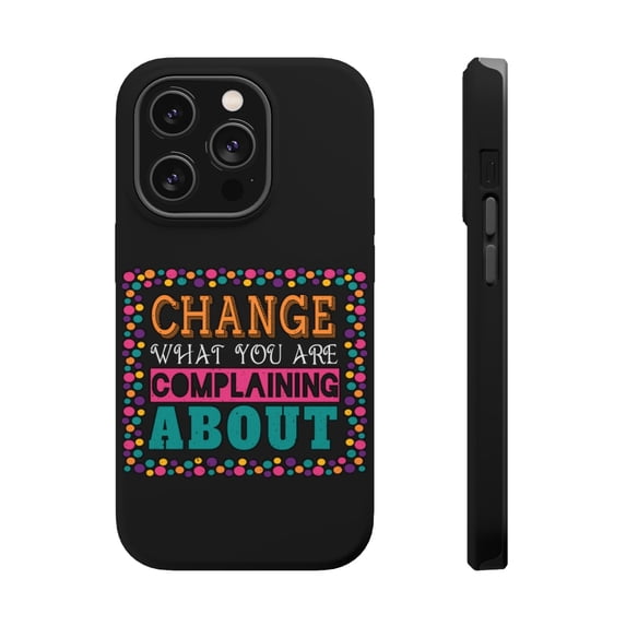 DistinctInk MagSafe Tough Case for Apple iPhone 14 Pro (6.1" Screen) - Change What Complaining About - Tempered Glass Back