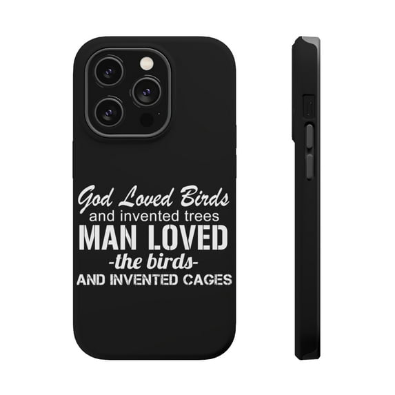 DistinctInk MagSafe Tough Case for Apple iPhone 14 Pro (6.1" Screen) - Trees, Cages - Lightweight Grip