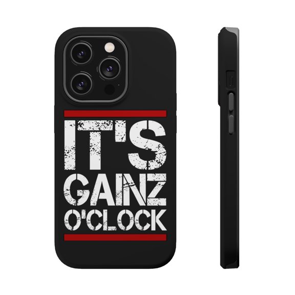 DistinctInk MagSafe Tough Case for Apple iPhone 14 Pro (6.1" Screen) - It's Gainz O'Clock Working Out - Lightweight Grip