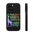 thumbnail image 1 of DistinctInk Tough Case for Apple iPhone 14 PRO (6.1" Screen), Compatible with MagSafe Charging - Just a Giraffe Trapped in a Human Body, 1 of 6