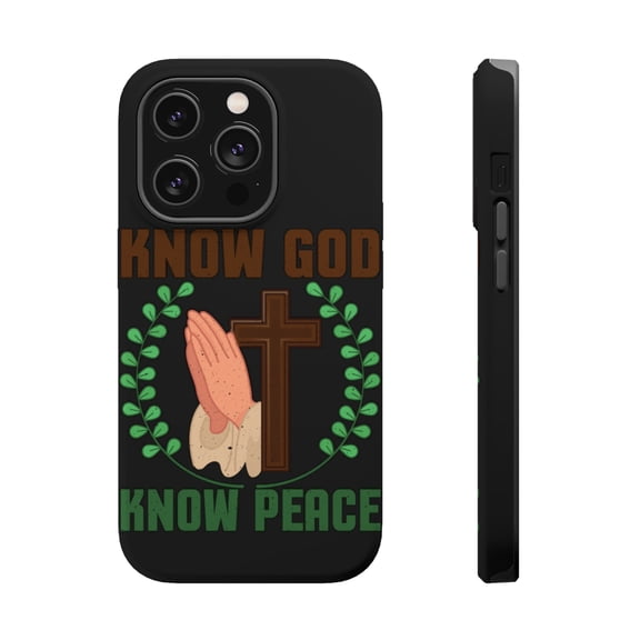 DistinctInk MagSafe Tough Case for Apple iPhone 14 Pro (6.1" Screen) - Know God Know Peace - Lightweight Grip