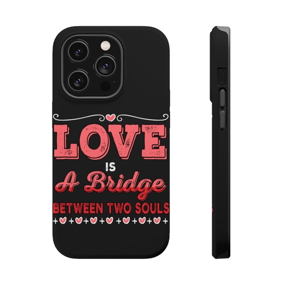 DistinctInk MagSafe Tough Case for Apple iPhone 14 Pro (6.1" Screen) - Love Bridge Between Two Souls - Wireless Charging Compatible