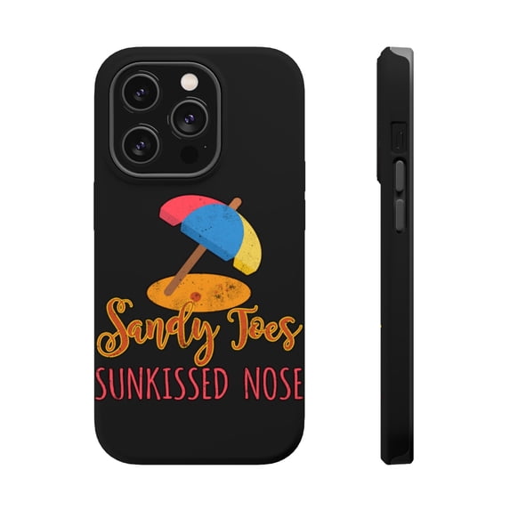 DistinctInk MagSafe Tough Case for Apple iPhone 14 Pro (6.1" Screen) - Sandy Toes Sunkissed Nose - Raised Bezel Screen Guard