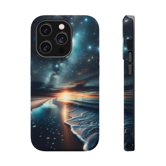 DistinctInk MagSafe Tough Case for Apple iPhone 14 Pro (6.1" Screen) - Starry Ocean Night with Glowing Skies - Wireless Charging Compatible