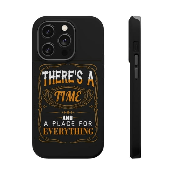 DistinctInk MagSafe Tough Case for Apple iPhone 14 Pro (6.1" Screen) - Time And Place For Everything - Slim Profile Design
