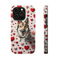 thumbnail image 1 of DistinctInk MagSafe Tough Case for Apple iPhone 14 Pro (6.1" Screen) - Valentine's Day Norwegian Elkhound - Tempered Glass Back, 1 of 6