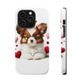 thumbnail image 1 of DistinctInk Tough Case for Apple iPhone 14 PRO (6.1" Screen), Compatible with MagSafe Charging - Valentine's Day Papillon Puppy, 1 of 6