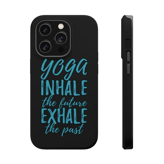DistinctInk MagSafe Tough Case for Apple iPhone 14 Pro (6.1" Screen) - Yoga Inhale the Future Exhale the Past - Slim Profile Design