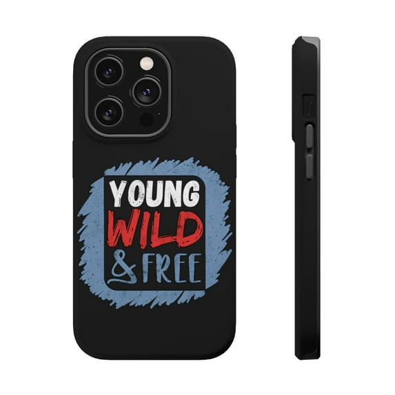 DistinctInk Tough Case for Apple iPhone 14 PRO (6.1" Screen), Compatible with MagSafe Charging - Young Wild And Free
