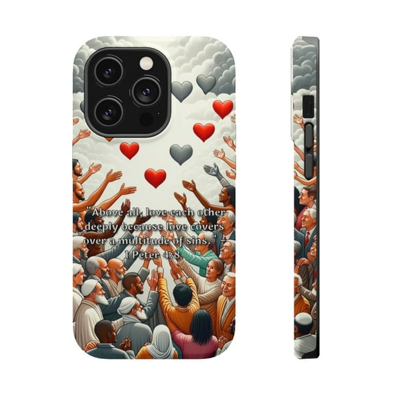DistinctInk MagSafe Tough Case for Apple iPhone 14 Pro Max (6.7" Screen) - Love Above All: A Summary - Tempered Glass Back