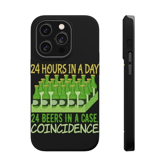 DistinctInk Tough Case for Apple iPhone 14 Pro MAX (6.7" Screen), Compatible with MagSafe Charging - 24 Hours In Day 24 Beers In Case