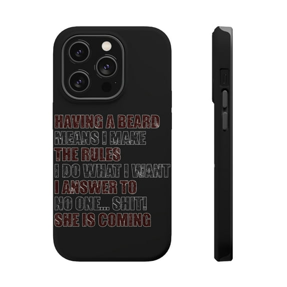 DistinctInk Tough Case for Apple iPhone 14 Pro MAX (6.7" Screen), Compatible with MagSafe Charging - Beard - I Make the Rules, Do What I Want