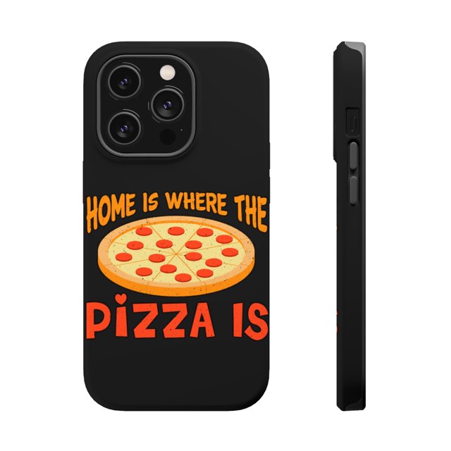 DistinctInk Tough Case for Apple iPhone 14 Pro MAX (6.7" Screen), Compatible with MagSafe Charging - Home Is Where Pizza Is