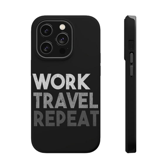 DistinctInk Tough Case for Apple iPhone 14 Pro MAX (6.7" Screen), Compatible with MagSafe Charging - Work Travel Repeat