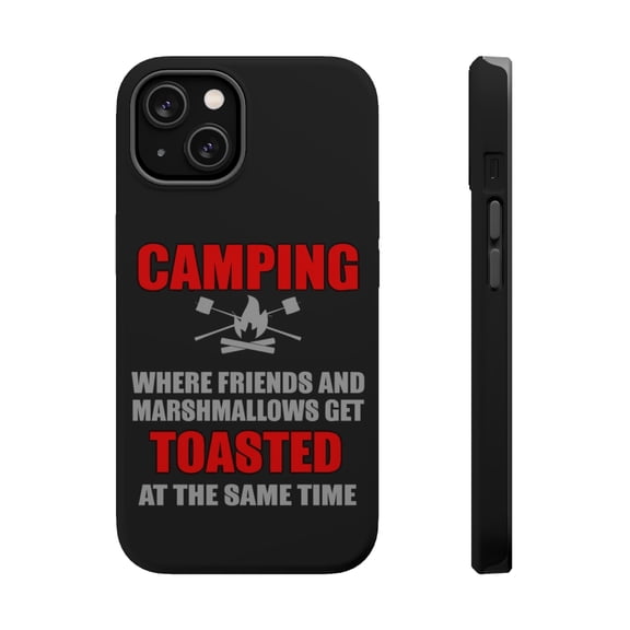 DistinctInk MagSafe Tough Case for Apple iPhone 15 (6.1" Screen) - Friends & Marshmallows Get Toasted - Raised Bezel Screen Guard